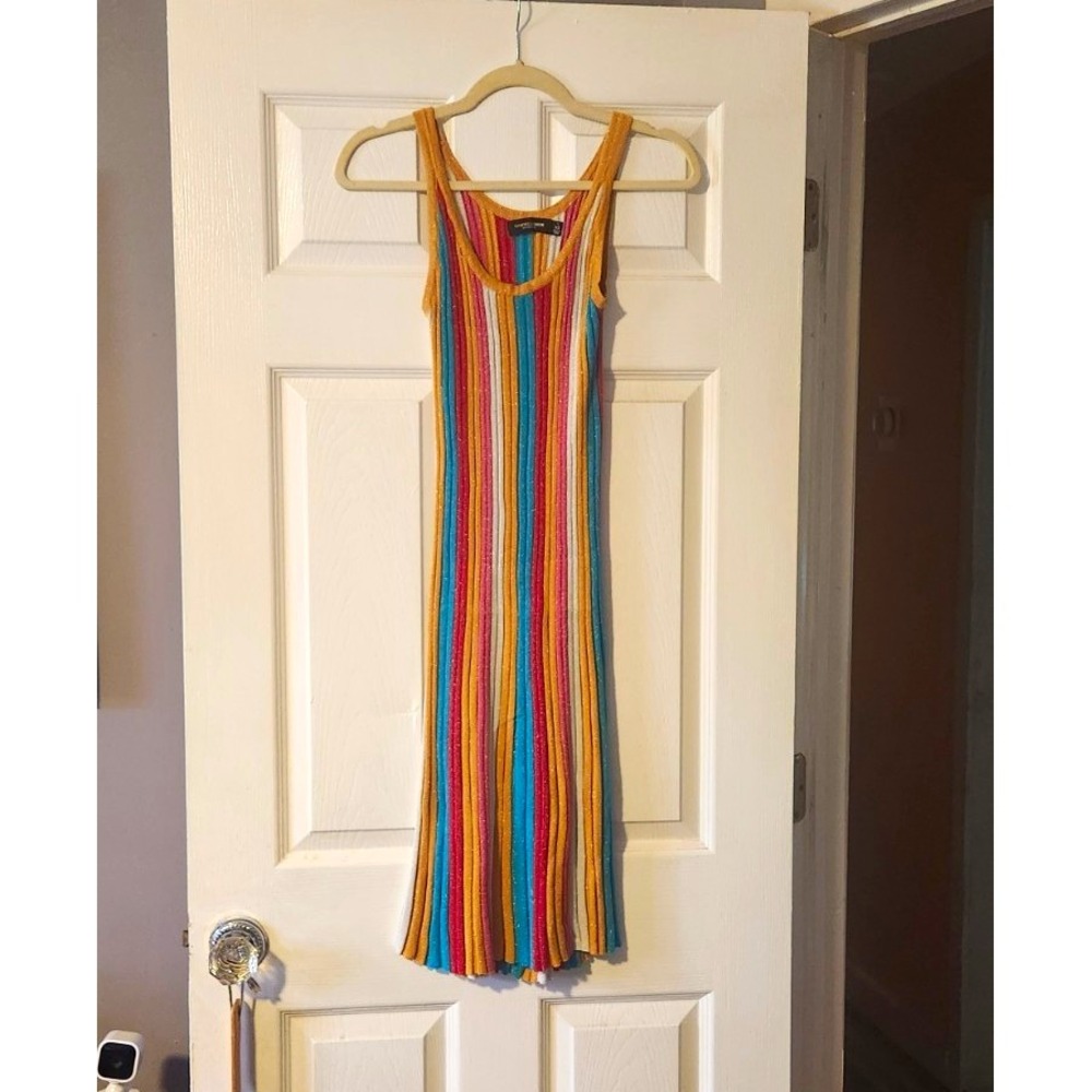 Gabrielle Union Multicolor Striped Tank Dress XS Knee Length Sundress Bodycon